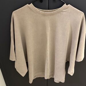 Zara Taupe Long Sleeve Women's Top with domain sleeves